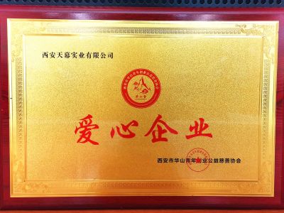 西安市华山青年创意公益慈善协会授予西安天幕实业有限公司“爱心企业”
